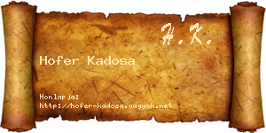 Hofer Kadosa névjegykártya